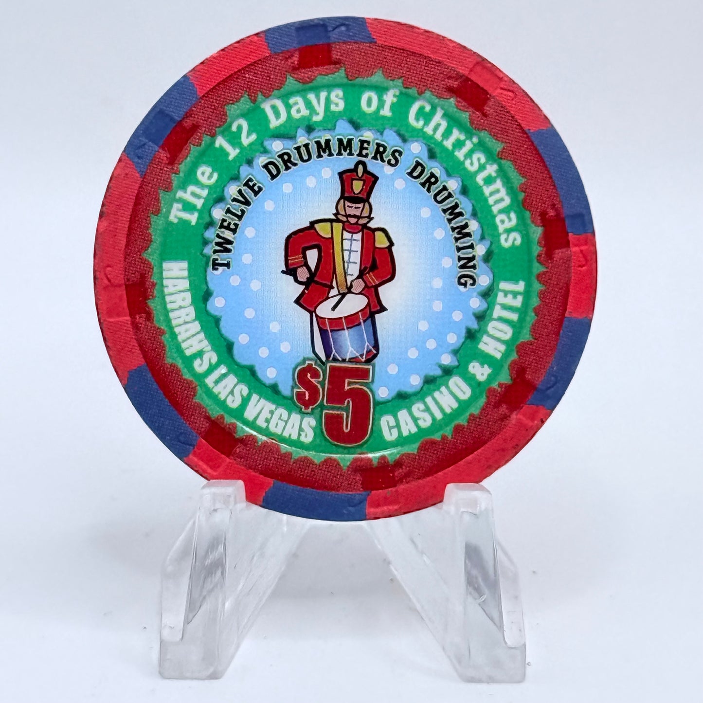 Harrah's Las Vegas Nevada 2004 'Twelve Drummers Drumming' Series 2314 LE $5 Casino Chip E4235