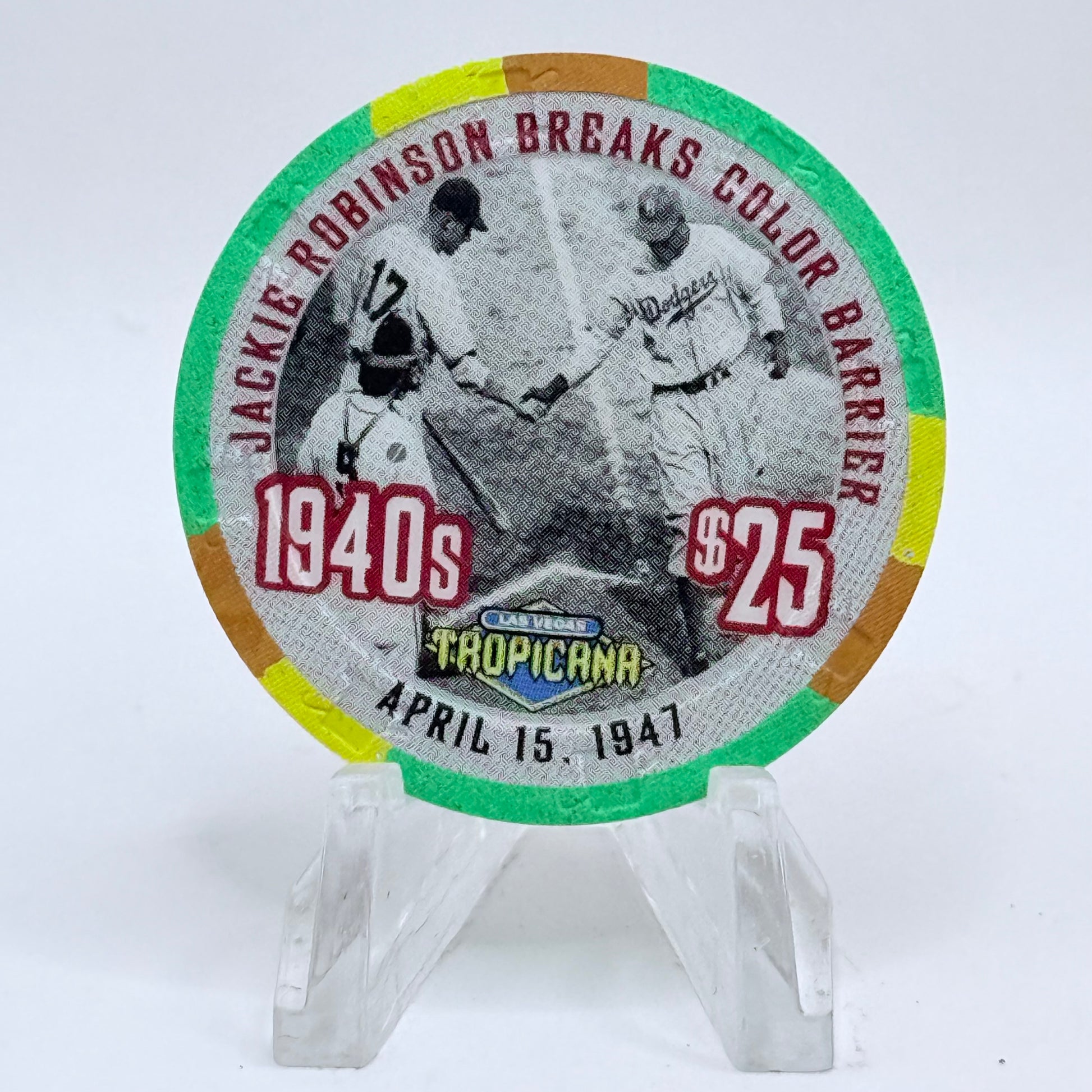 Tropicana Las Vegas Nevada 1999 'Jackie Robinson Breaks Color Barrier 1940's' Series 11 LE $25 Casino Chip V5881
