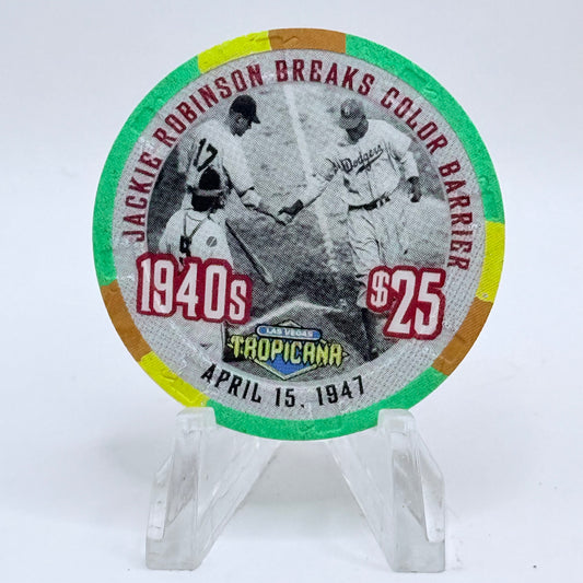 Tropicana Las Vegas Nevada 1999 'Jackie Robinson Breaks Color Barrier 1940's' Series 11 LE $25 Casino Chip V5881