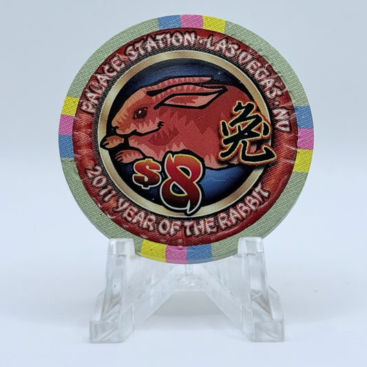 Palace Station Las Vegas Nevada 2011 'Year of the Rabbit' LE $8 Casino Chip E9999