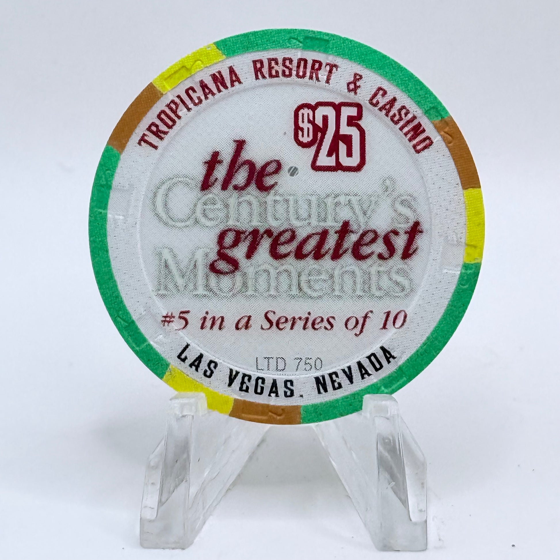 Tropicana Las Vegas Nevada 1999 'Jackie Robinson Breaks Color Barrier 1940's' Series 11 LE $25 Casino Chip V5881
