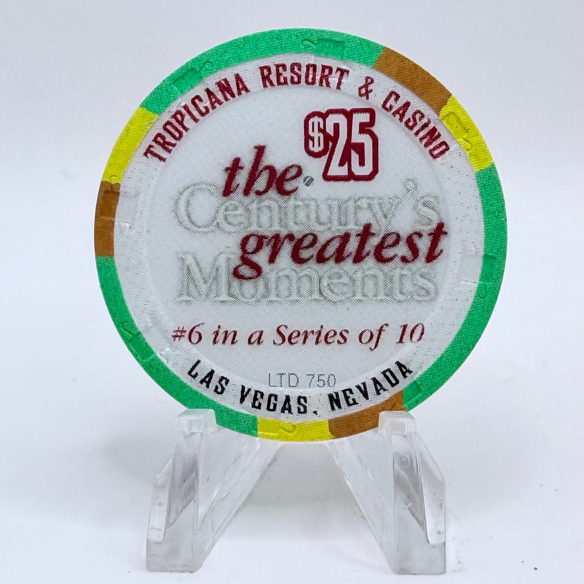 Tropicana Las Vegas Nevada 1999 'Hillary Climbs Mt. Everest 1950's' Series 11 LE $25 Casino Chip V5882