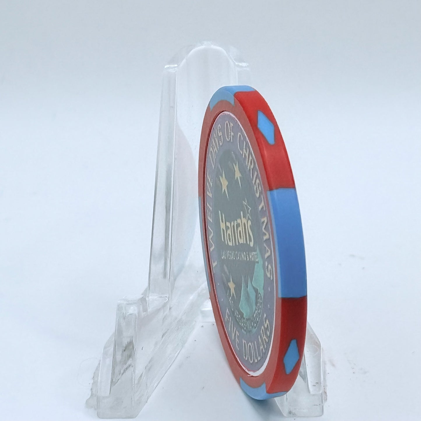 Harrah's Las Vegas Nevada 2002 'Tenth Day Of Christmas - Ten Lords A Leaping' LE $5 Casino Chip E0950