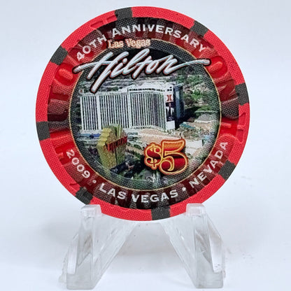 Las Vegas Hilton Las Vegas Nevada 2009 '40th Anniversary' LE $5 Casino Chip E9527