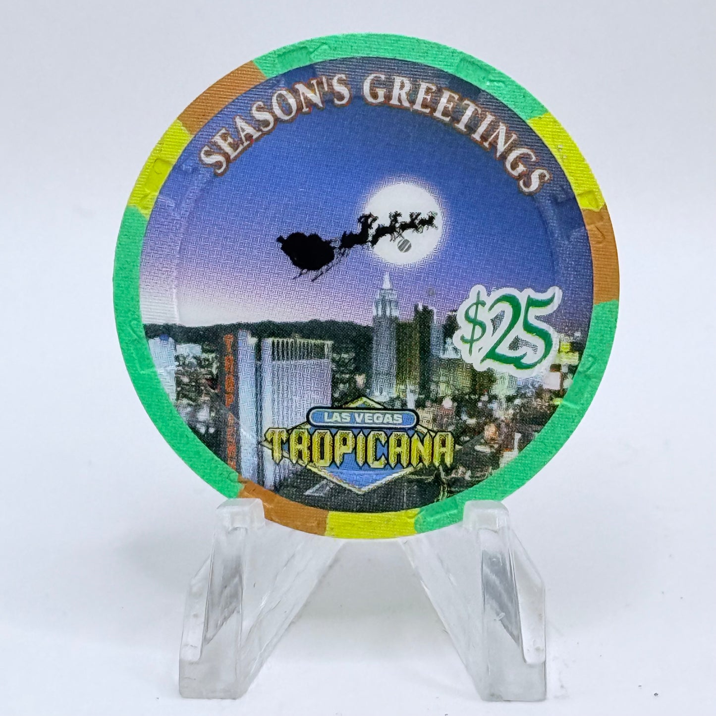 Tropicana Las Vegas Nevada 1999 'Season Greetings - Christmas' LE $25 Casino Chip V5916