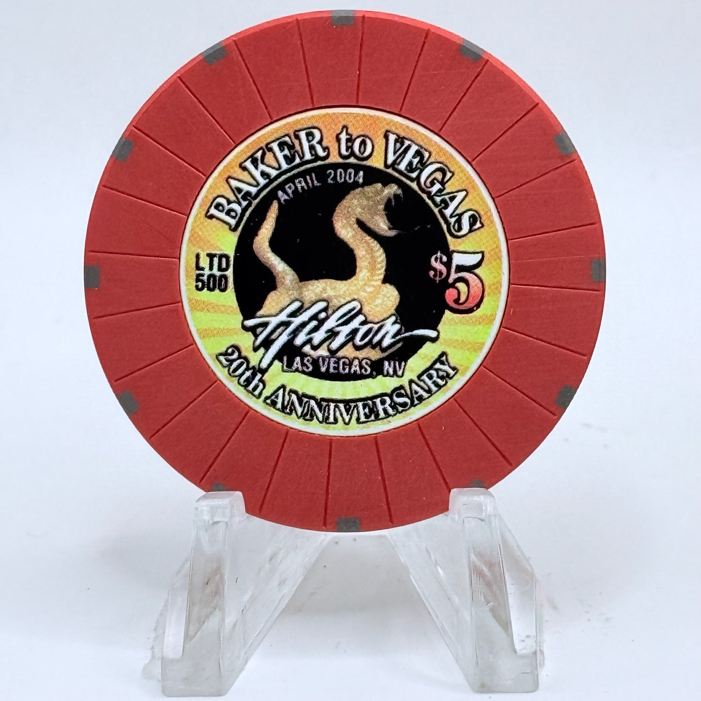 Las Vegas Hilton Las Vegas Nevada 2004 'Baker To Vegas' LE $5 Casino Chip E3352