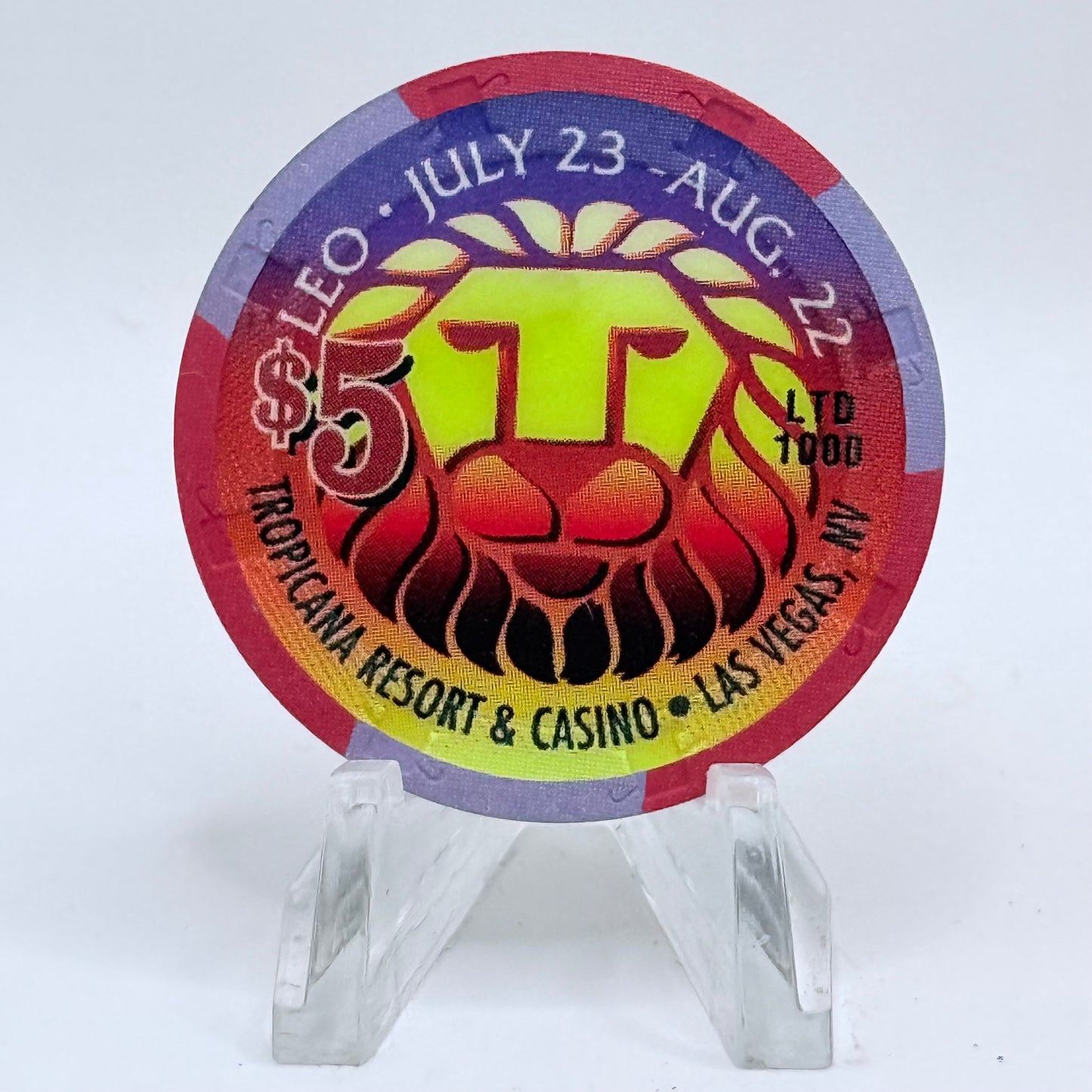 Tropicana Las Vegas Nevada 1998 'Leo' Series 20 LE $5 Casino Chip V3549