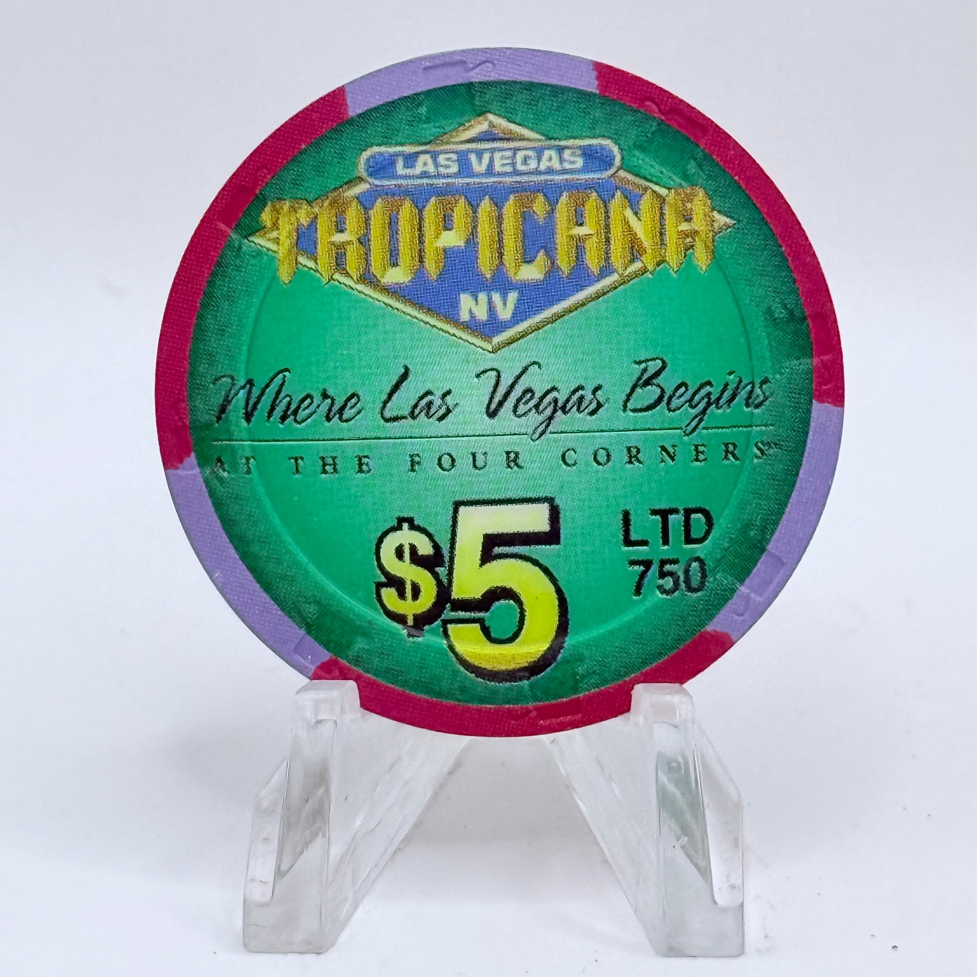 Tropicana Las Vegas Nevada 1999 'Big Game Day, Superbowl XXXIII' LE $5 Casino Chip V3541