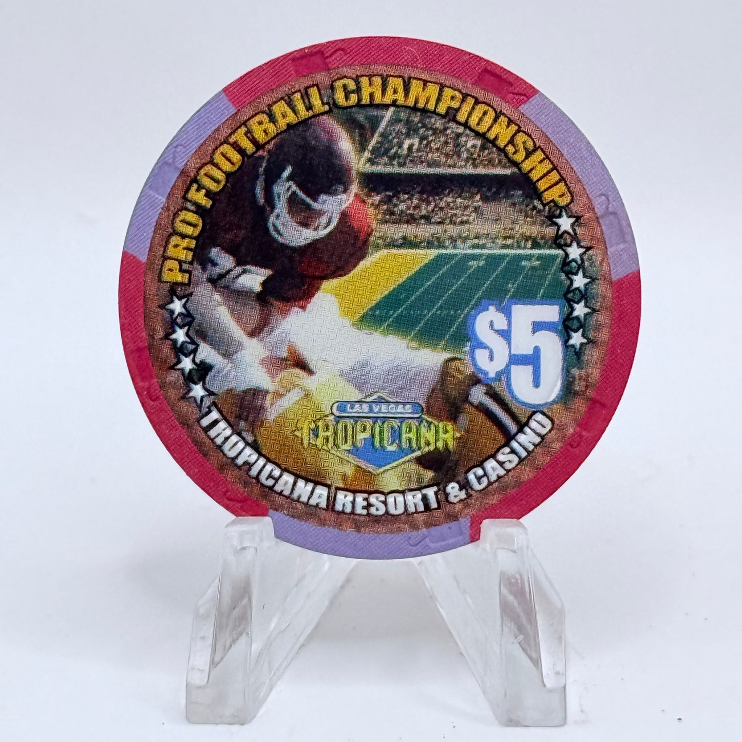 Tropicana Las Vegas Nevada 2000 'Pro Football Championship' LE $5 Casino Chip V5861