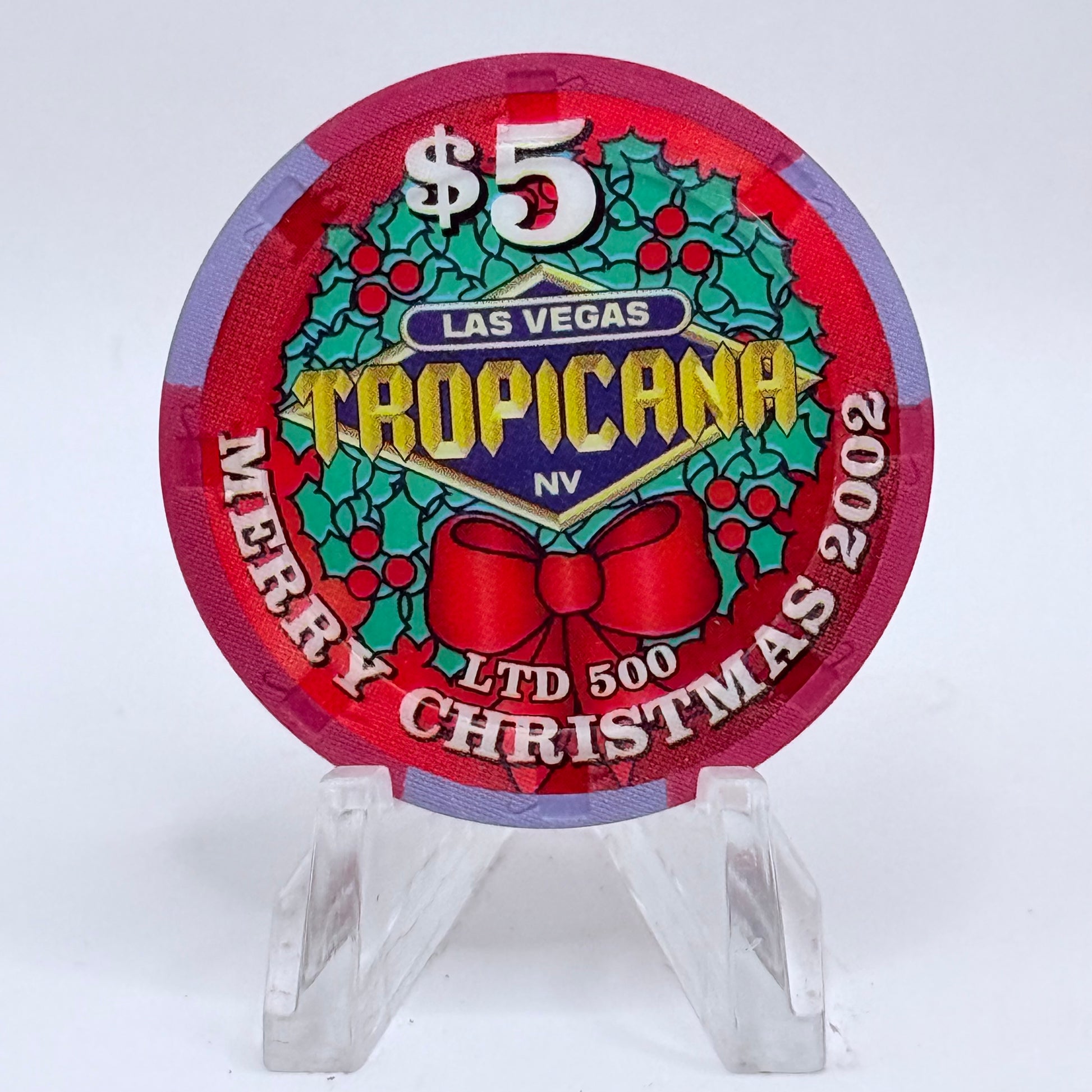 Tropicana Las Vegas Nevada 2002 'Christmas' LE $5 Casino Chip E2850