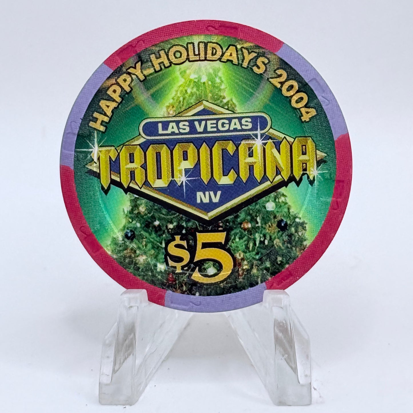 Tropicana Las Vegas Nevada 2004 'Christmas' LE $5 Casino Chip E4127