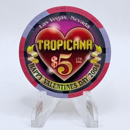 Tropicana Las Vegas Nevada 2004 'Happy Valentine's Day' LE $5 Casino Chip E2856