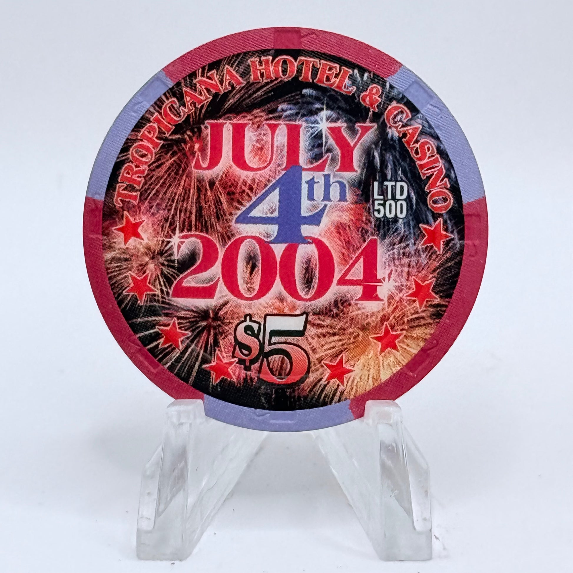 Tropicana Las Vegas Nevada 2004 '4th Of July' LE $5 Casino Chip E3425