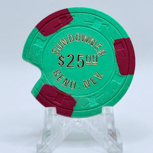 Sundowner Reno Nevada 1980s 'Notched' $25 Casino Chip V3469