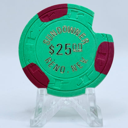 Sundowner Reno Nevada 1980s 'Notched' $25 Casino Chip V3469