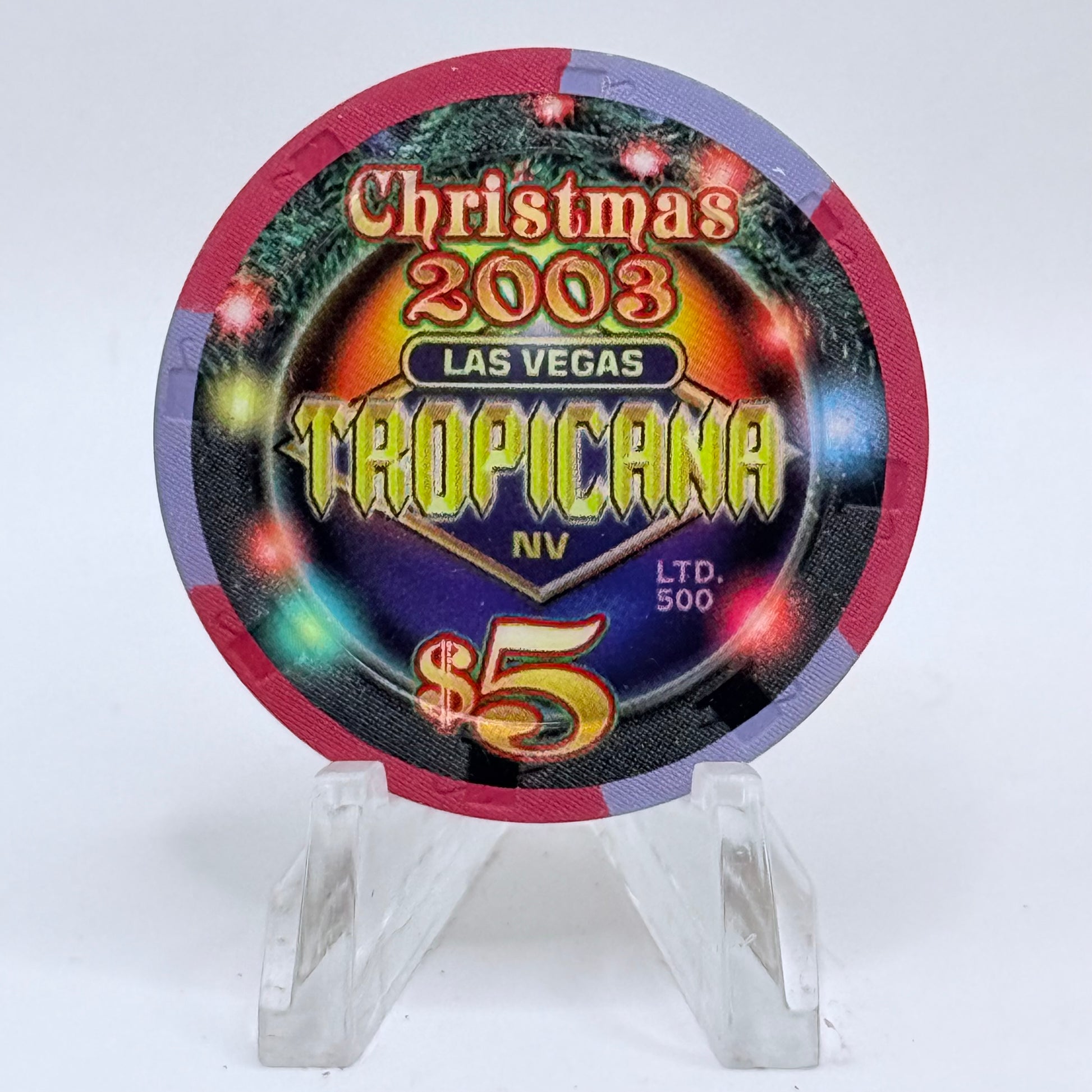Tropicana Las Vegas Nevada 2003 'Christmas' LE $5 Casino Chip E2851