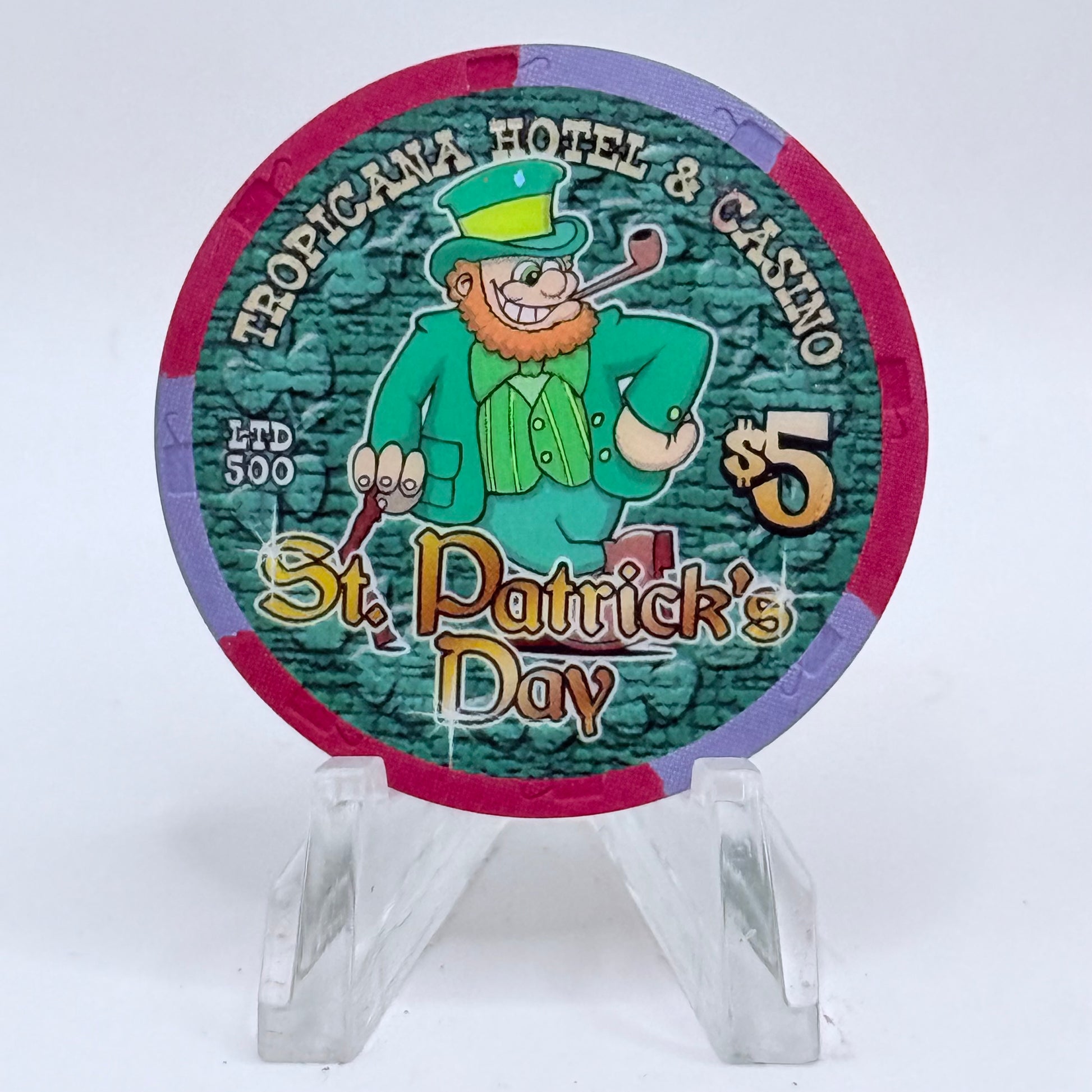 Tropicana Las Vegas Nevada 2002 'St. Patrick's Day' LE $5 Casino Chip E2969