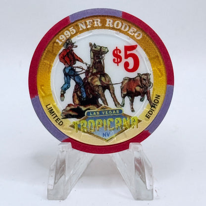 Tropicana Las Vegas Nevada 1995 'Rodeo Roping Brown Calf' LE $5 Casino Chip N1349