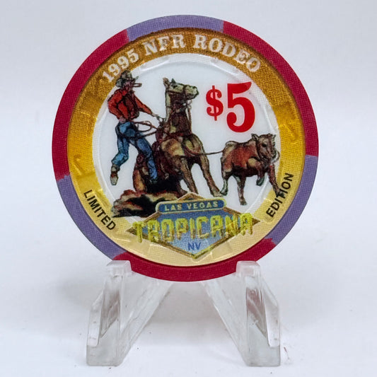 Tropicana Las Vegas Nevada 1995 'Rodeo Roping Brown Calf' LE $5 Casino Chip N1349