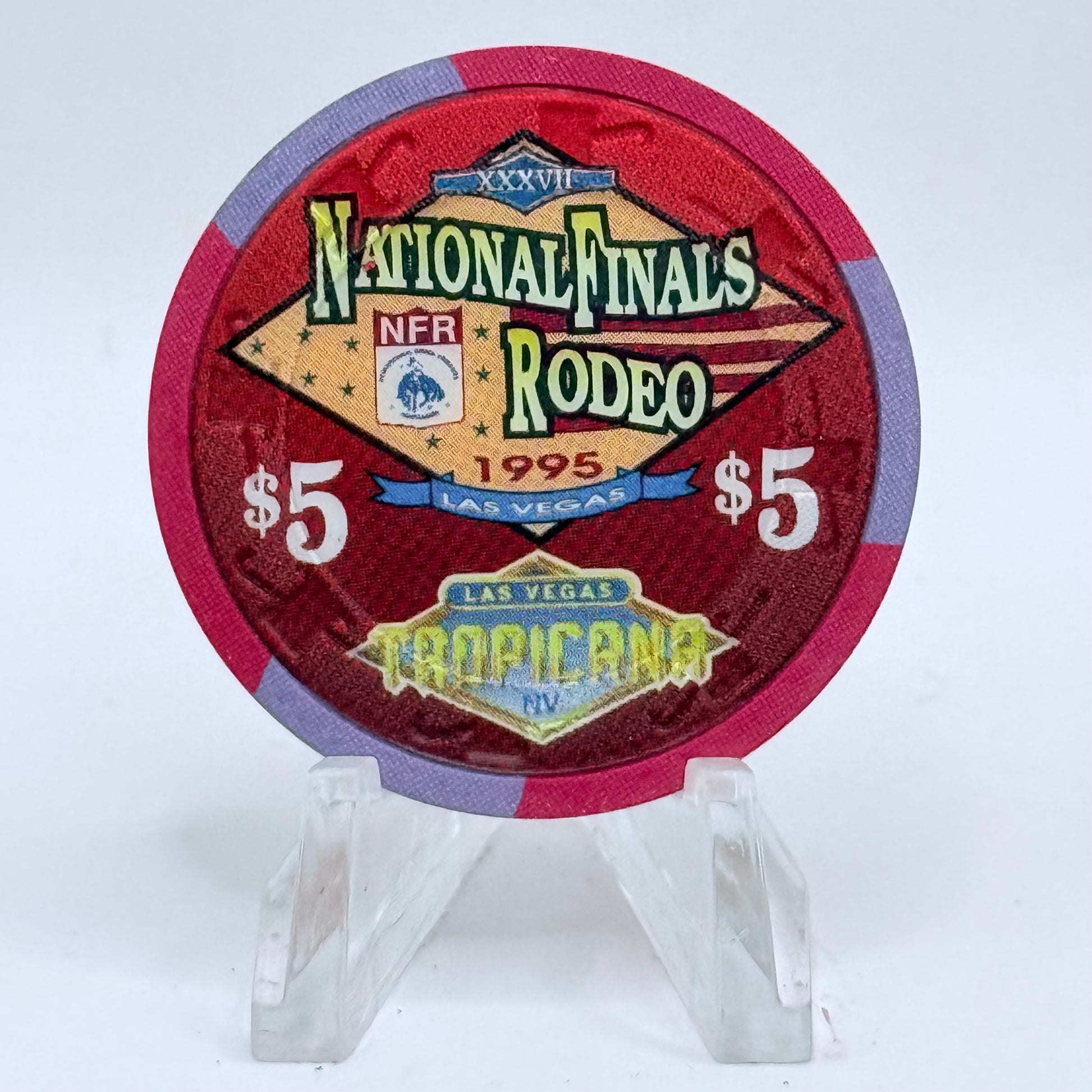 Tropicana Las Vegas Nevada 1995 'Rodeo Roping Brown Calf' LE $5 Casino Chip N1349