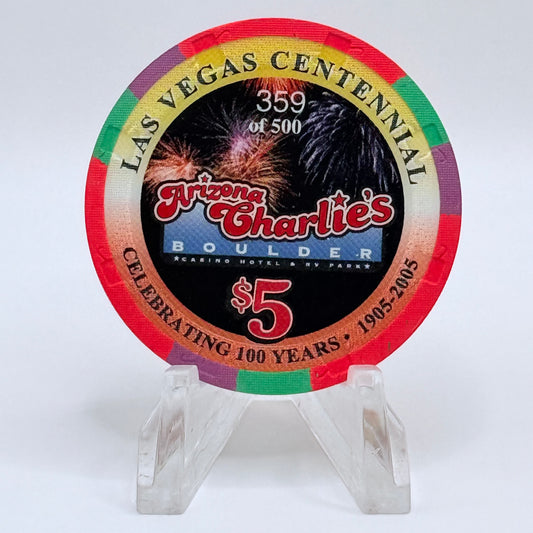 Arizona Charlie's Boulder (East) Las Vegas Nevada 2005 'Las Vegas Centennial' LE $5 Casino Chip E4378