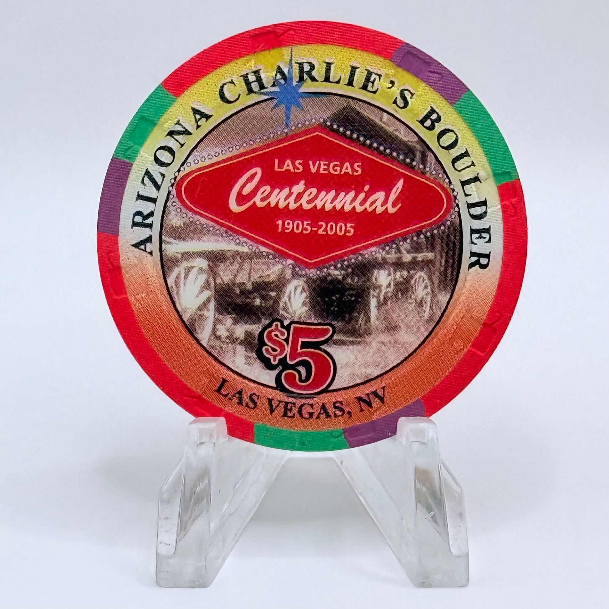 Arizona Charlie's Boulder (East) Las Vegas Nevada 2005 'Las Vegas Centennial' LE $5 Casino Chip E4378