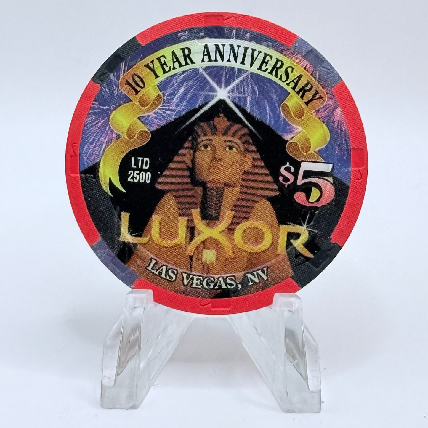 Luxor Las Vegas Nevada 2003 '10 Year Anniversary' LE $5 Casino Chip E1335
