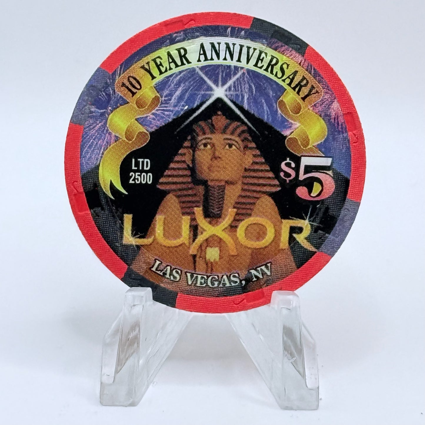 Luxor Las Vegas Nevada 2003 '10 Year Anniversary' LE $5 Casino Chip E1335