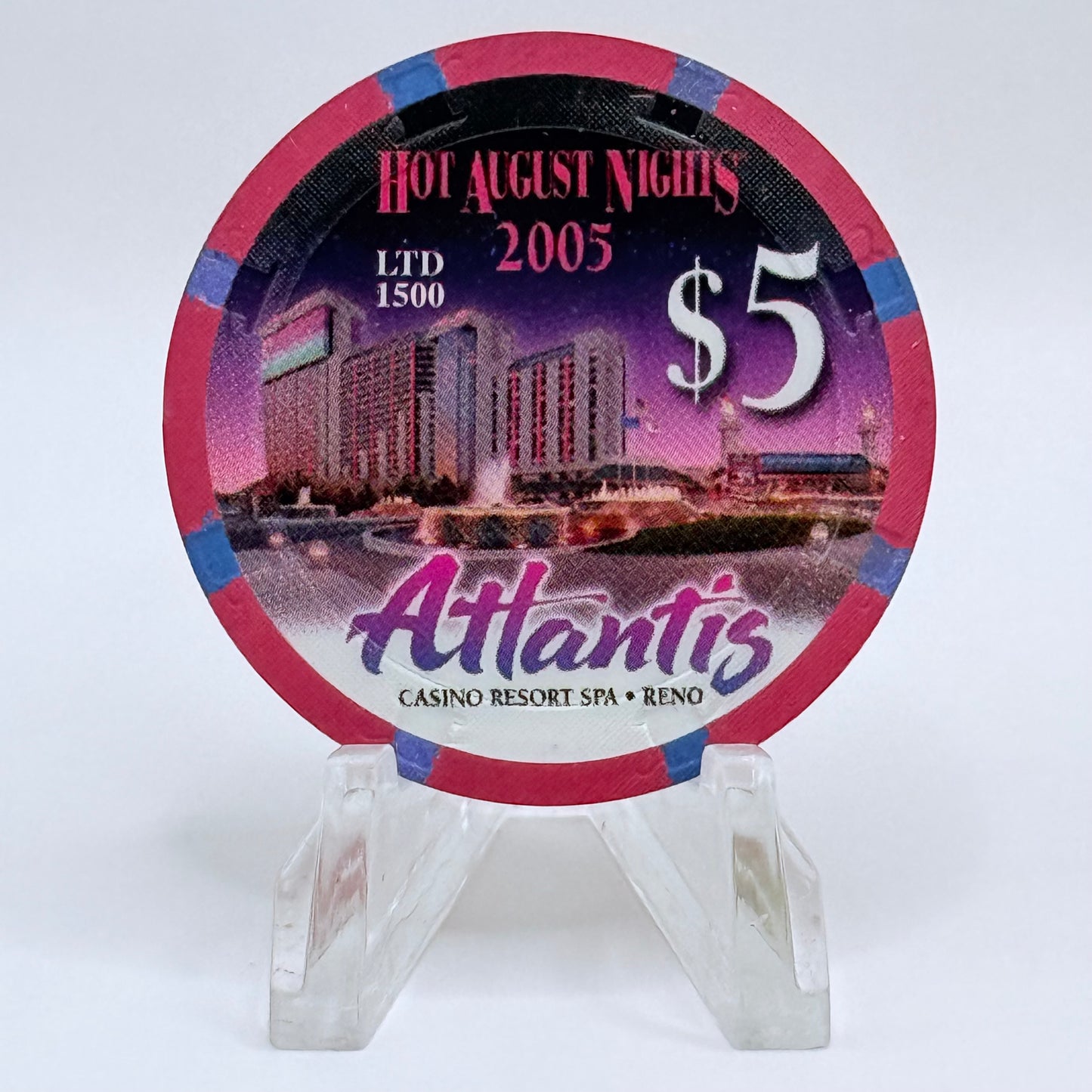 Atlantis Reno Nevada 2005 'Hot August Nights, Cruise Of Champions' LE $5 Casino Chip E6105