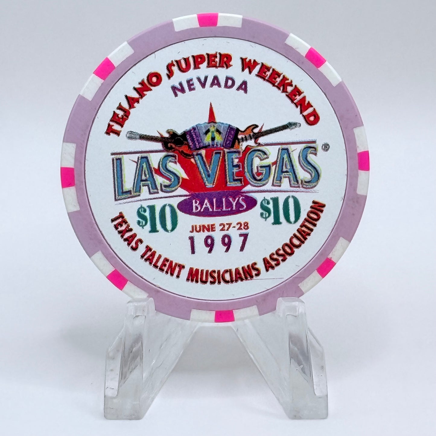 Bally's Las Vegas Nevada 1997 'Tejano Super Weekend' LE $10 Casino Chip N9296