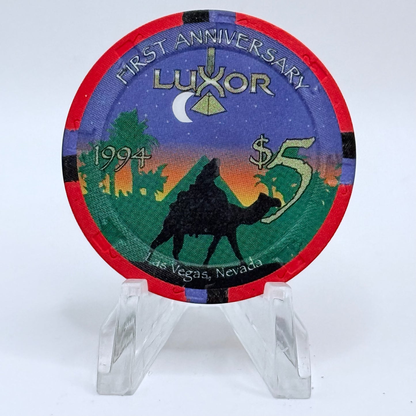 Luxor Las Vegas Nevada 1994 'First Anniversary' LE $5 Casino Chip N2630