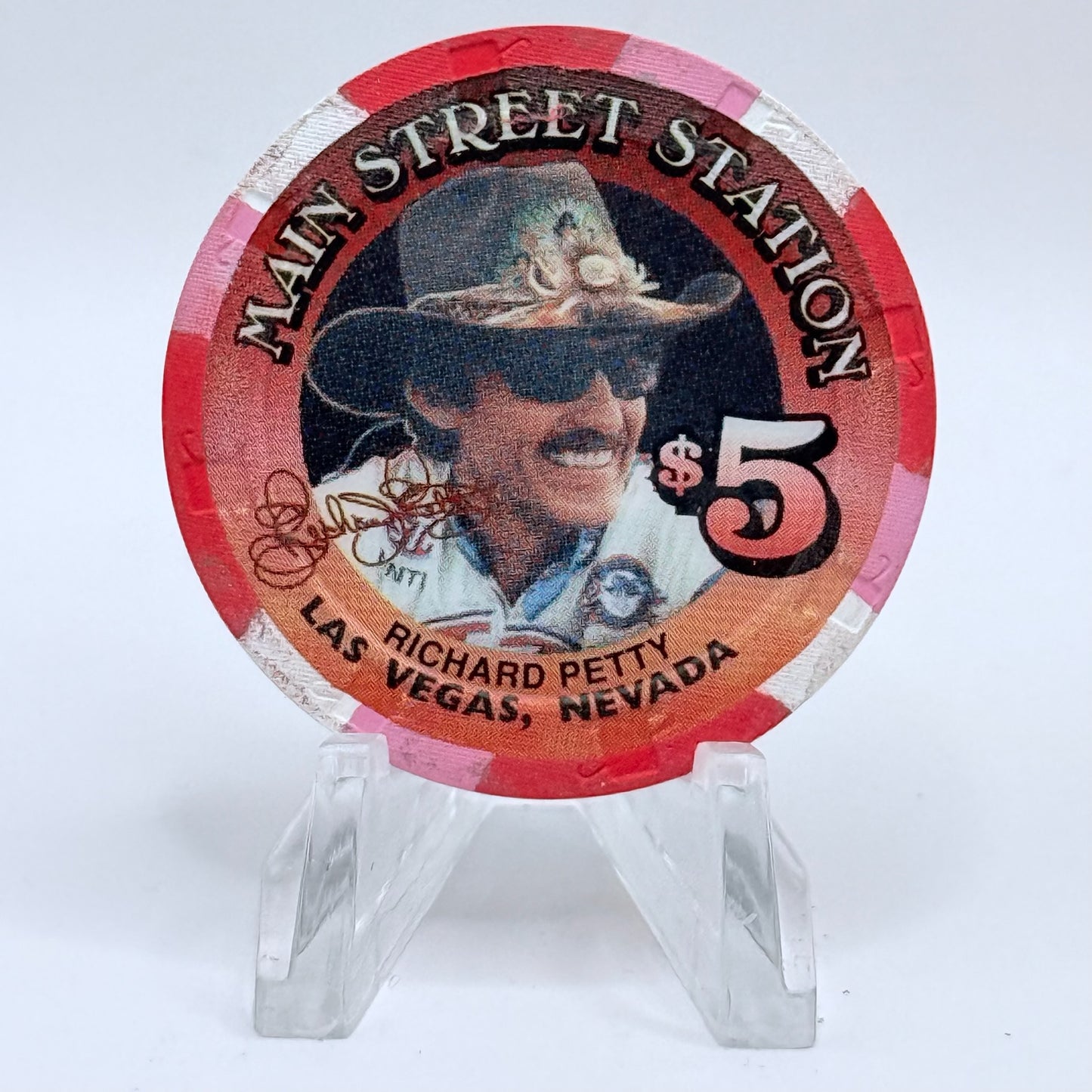Main Street Station Las Vegas Nevada 1998 'Richard Petty' LE $5 Casino Chip V1066