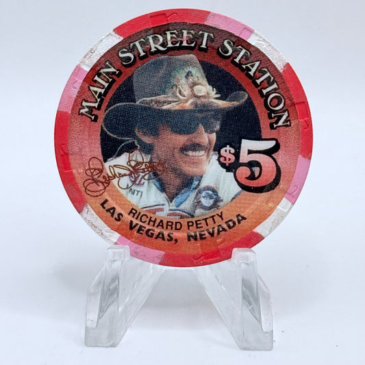 Main Street Station Las Vegas Nevada 1998 'Richard Petty' LE $5 Casino Chip V1066