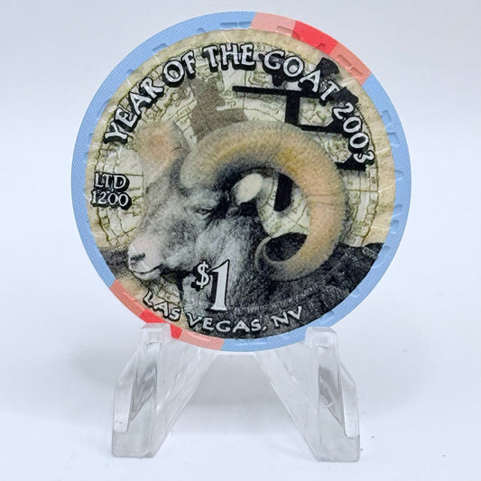 Mandalay Bay Las Vegas Nevada 2003 'Year Of The Goat' LE $1 Casino Chip E1370