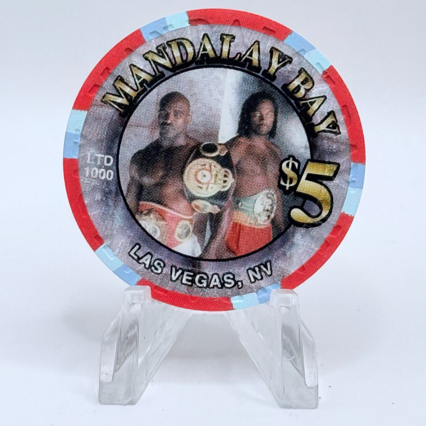 Mandalay Bay Las Vegas Nevada 1999 'Holyfield Vs. Lewis, Unfinished Business' LE $5 Casino Chip V4808