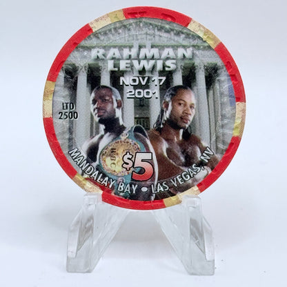 Mandalay Bay Las Vegas Nevada 2001 'Rahman Vs Lewis' LE $5 Casino Chip V9166