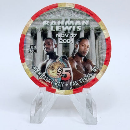Mandalay Bay Las Vegas Nevada 2001 'Rahman Vs Lewis' LE $5 Casino Chip V9166