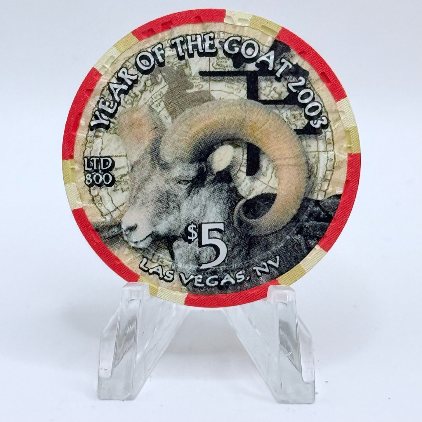 Mandalay Bay Las Vegas Nevada 2003 'Year Of The Goat' LE $5 Casino Chip E1372