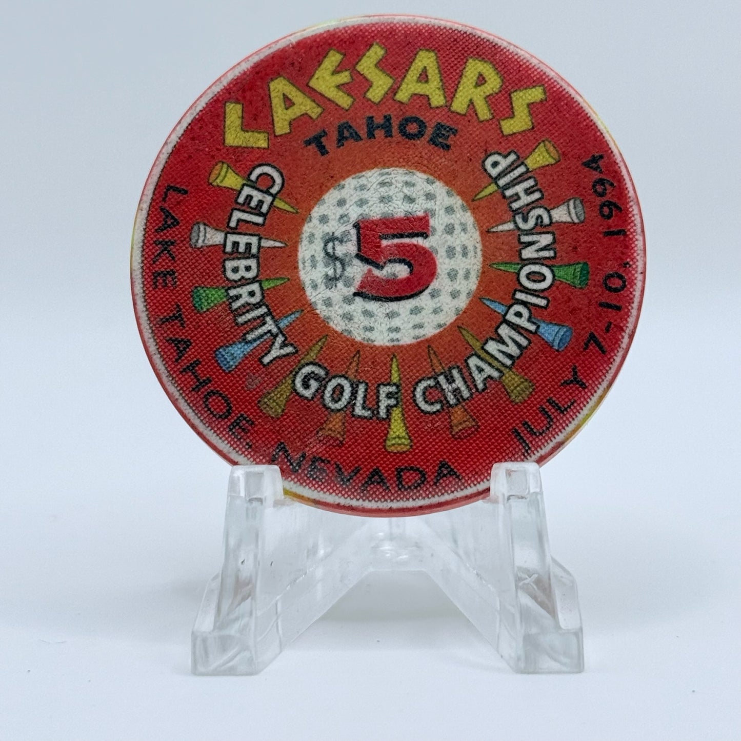 Caesars Tahoe Lake Tahoe Nevada 1994 'Celebrity Golf Championship' LE $5 Casino Chip N0658