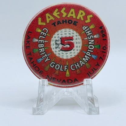 Caesars Tahoe Lake Tahoe Nevada 1994 'Celebrity Golf Championship' LE $5 Casino Chip N0658