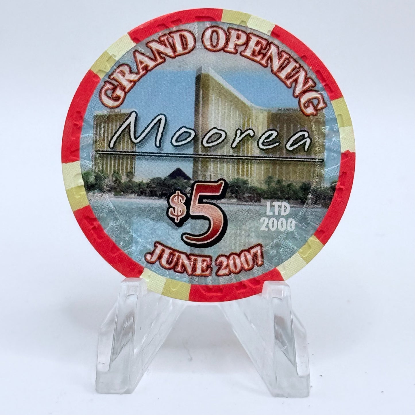 Mandalay Bay Las Vegas Nevada 2007 'Moorea Grand Opening' LE $5 Casino Chip E6274