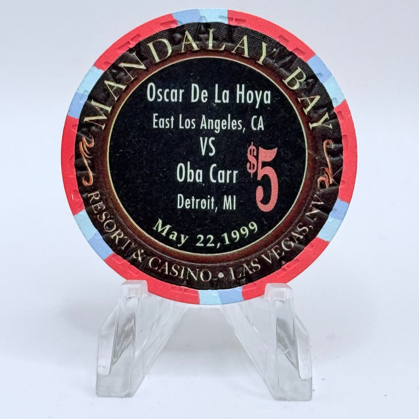 Mandalay Bay Las Vegas Nevada 1999 'Oscar De La Hoya-carr' LE $5 Casino Chip V2964