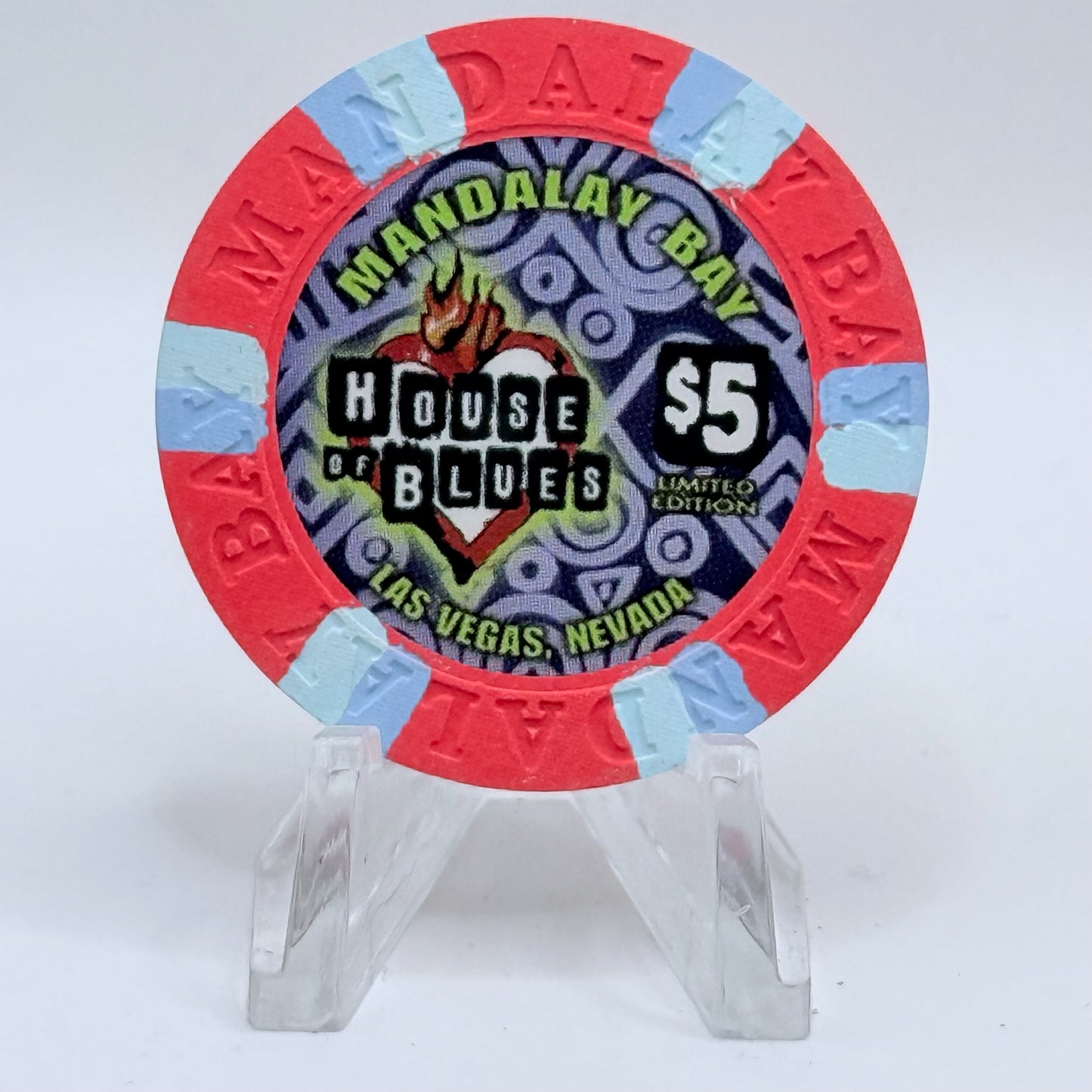 Mandalay Bay Las Vegas Nevada 1999 'House Of Blues' LE $5 Casino Chip V2962