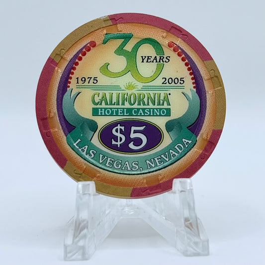 California Hotel Las Vegas Nevada 2005 '30 Year Anniversary' LE $5 Casino Chip E4266