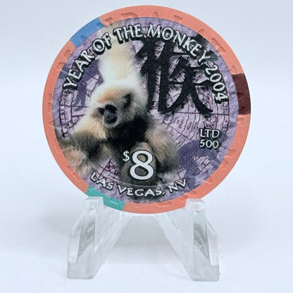 Mandalay Bay Las Vegas Nevada 2004 'Year Of The Monkey' LE $8 Casino Chip E1378