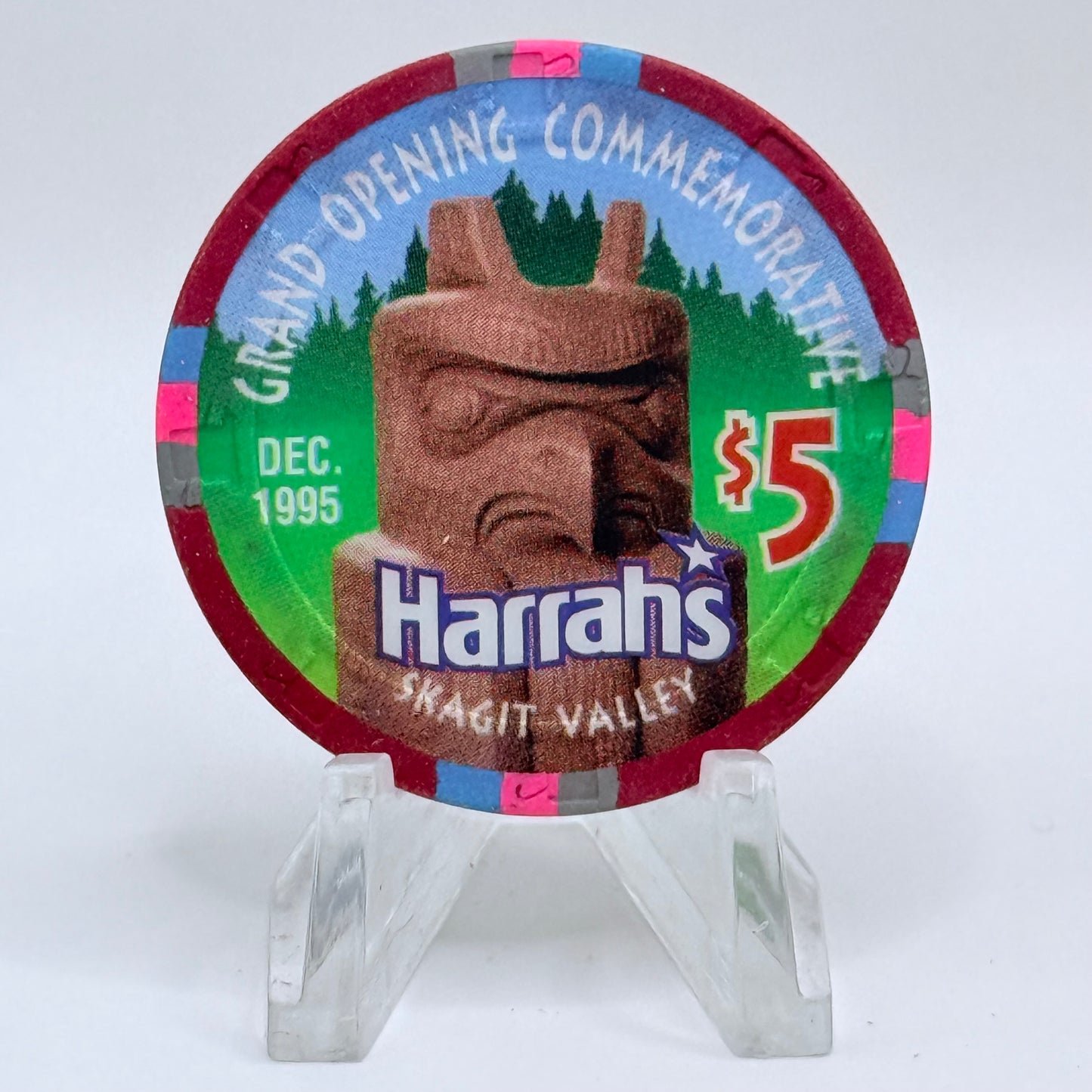 Harrah's Bow Washington 1995 'Grand Opening' LE $5 Casino Chip