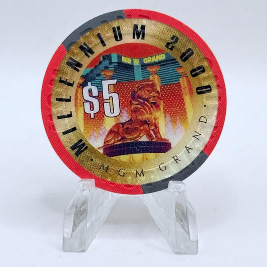 MGM Grand (Theme Hotel) Las Vegas Nevada 1999 'Millennium' LE $5 Casino Chip V4924