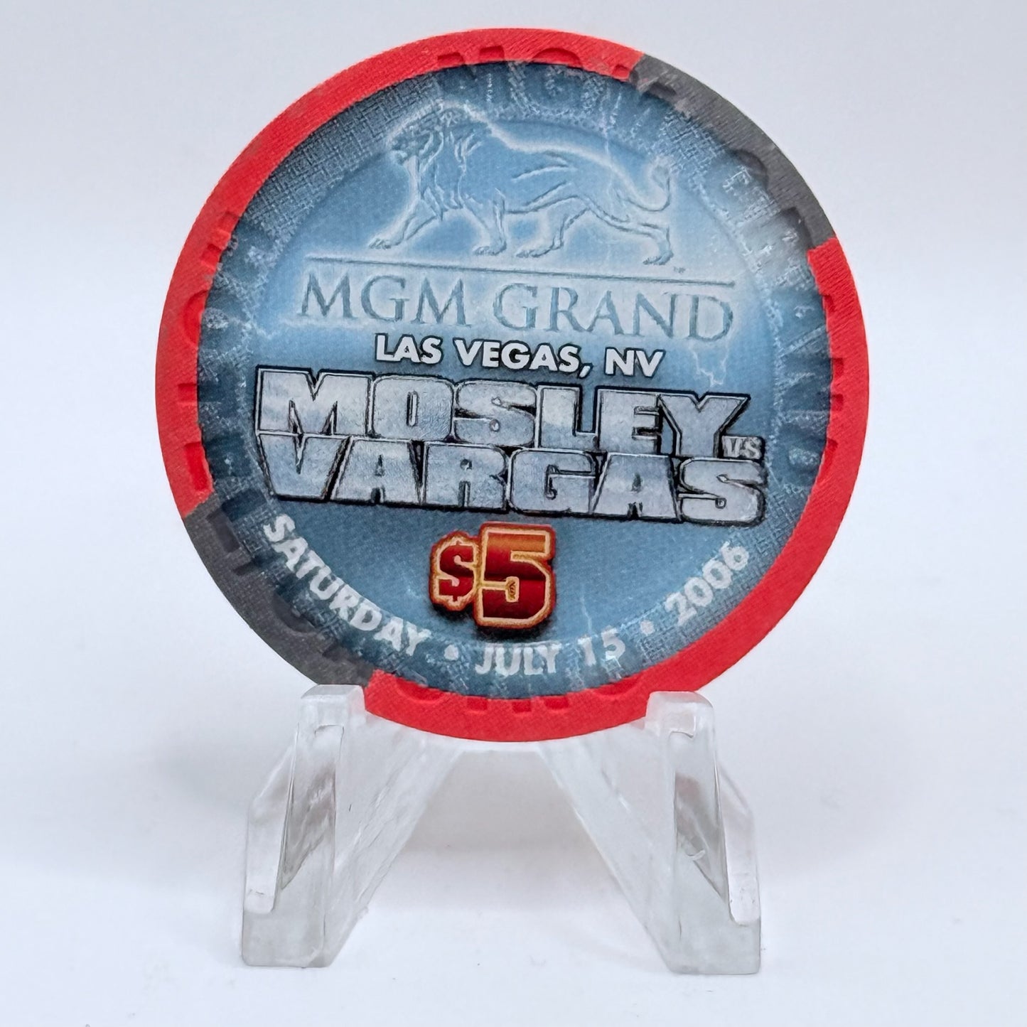 MGM Grand (Theme Hotel) Las Vegas Nevada 2006 'Mosley Vs. Vargas' LE $5 Casino Chip E6259