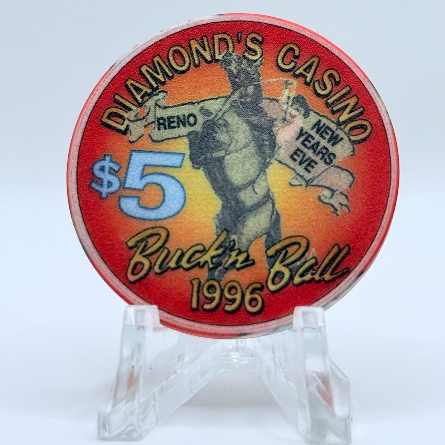 Diamond's Casino Reno Nevada 1996 'Buck'n Ball' Series 1 LE $5 Casino Chip N8158