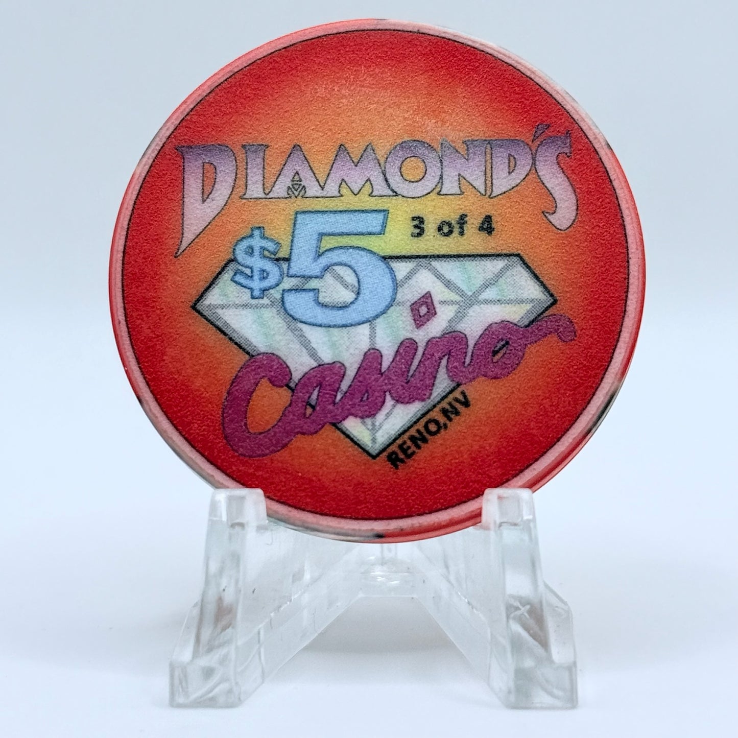 Diamond's Casino Reno Nevada 1996 'Buck'n Ball' Series 1 LE $5 Casino Chip N8158